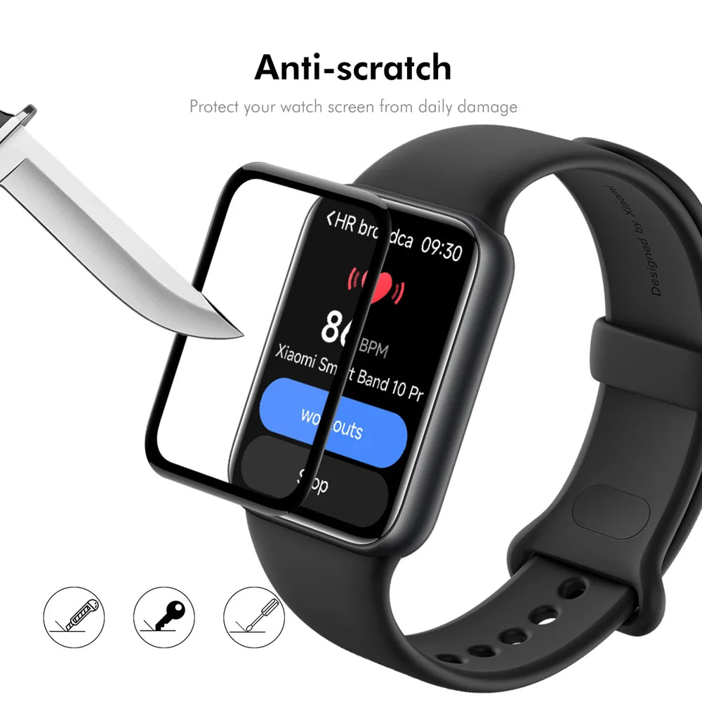 HAT PRINCE for Xiaomi Smart Band 10 Pro 2Pcs Screen Protector ENKAY  3D Curved PC + PMMA Ultra Clear Film - Black - 4