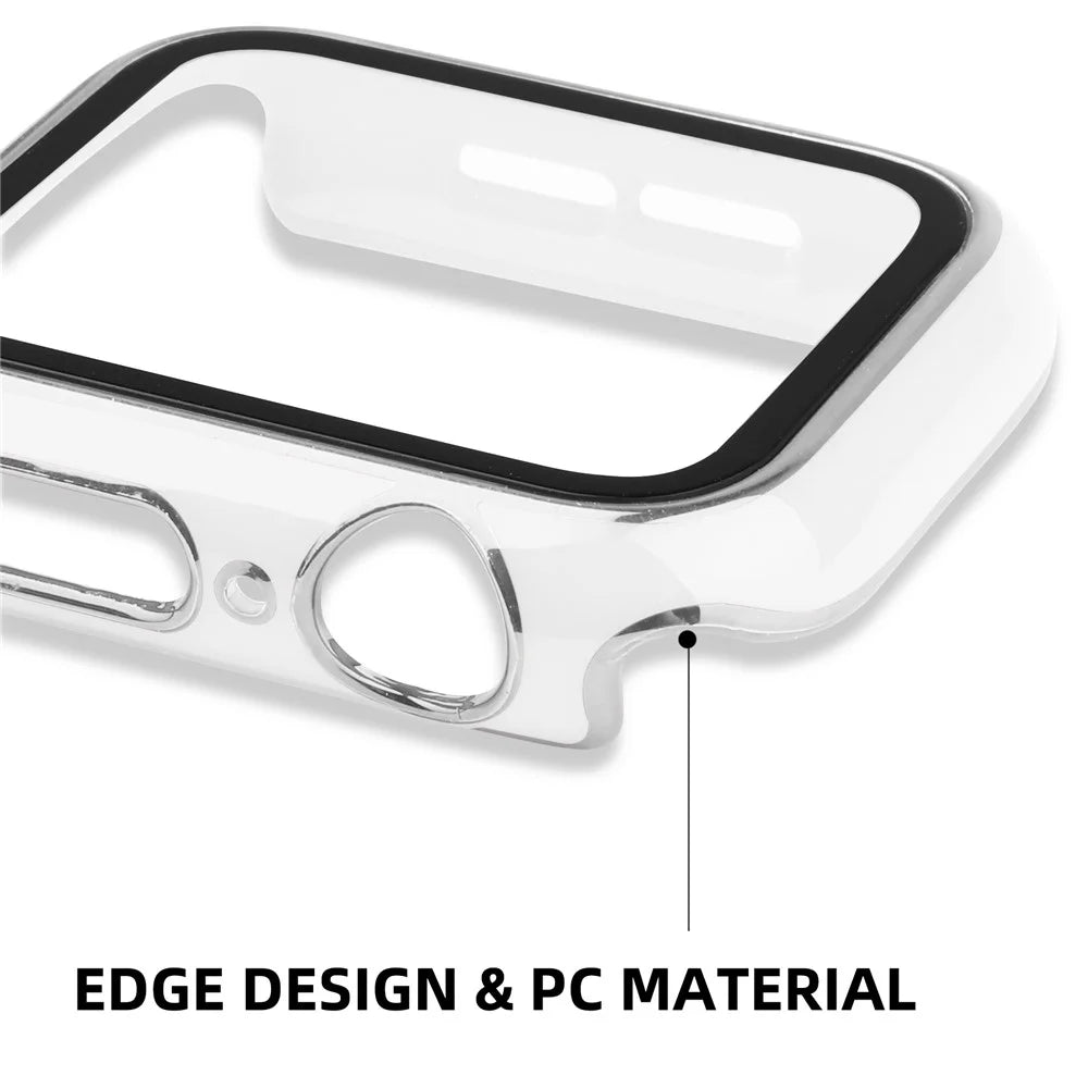 Electroplating PC Smart Watch Case Shell with Tempered Glass Film for Apple Watch Series 1/2/3 42mm - White/Silver - 2