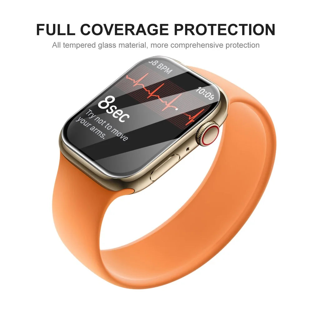 ENKAY HAT PRINCE for Apple Watch Series 9 / 8 / 7 41mm 5Pcs / Pack Full Coverage Full Glue Curved Hot Bending Scratch-Resistant Tempered Glass Screen Protector - Black Edges - 2