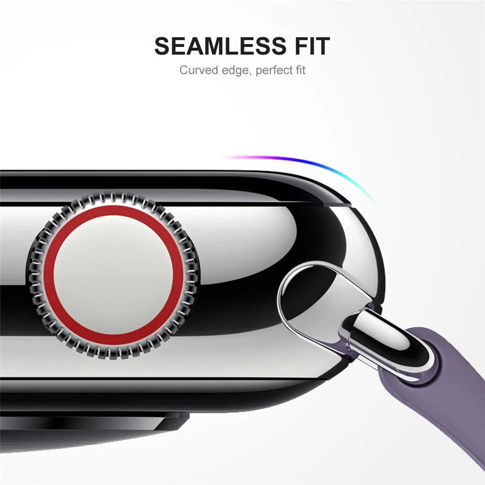 ENKAY HAT PRINCE Full Coverage Full Glue Curved Hot Bending Touch Sensitive HD Clear Tempered Glass Film for Apple Watch Series 9 / 8 / 7 45mm - Black Edges - 3