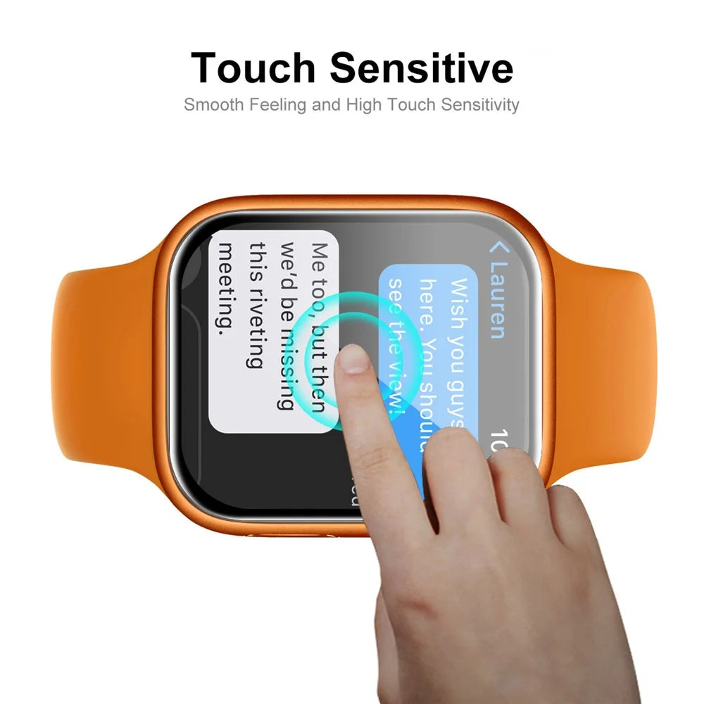ENKAY HAT PRINCE Full Coverage Full Glue Curved Hot Bending Touch Sensitive HD Clear Tempered Glass Film for Apple Watch Series 9 / 8 / 7 45mm - Black Edges - 5