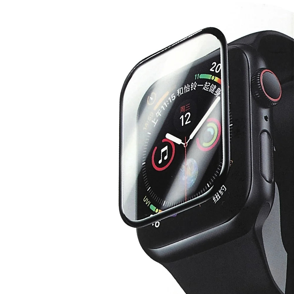 RURIHAI Ultra Clear 3D Carbon Fiber Scratch-Resistant Full Glue 0.26mm High Alumina Tempered Glass Film for Apple Watch Series 7 41mm - 1