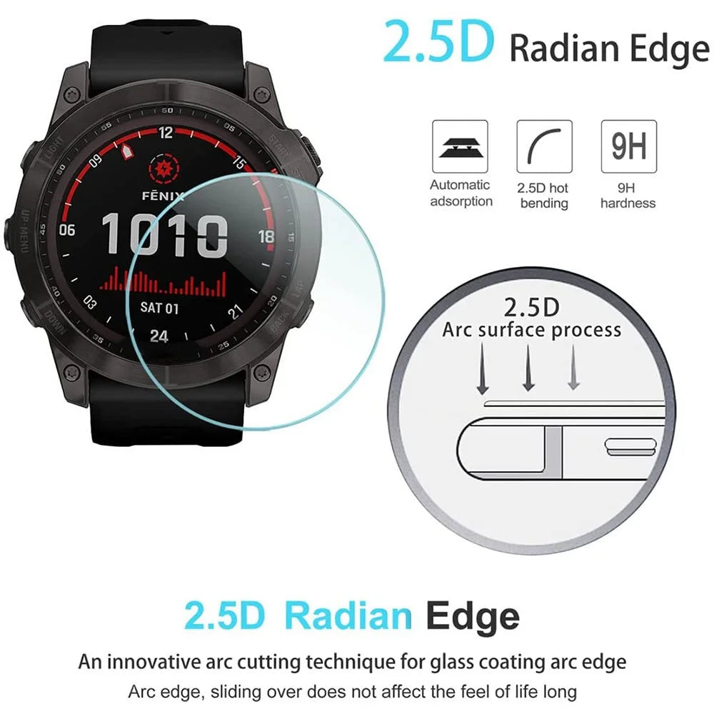 For Garmin Fenix 7X 0.3mm Arc Edge Explosion-proof Tempered Glass Watch Screen Protector Film - 3