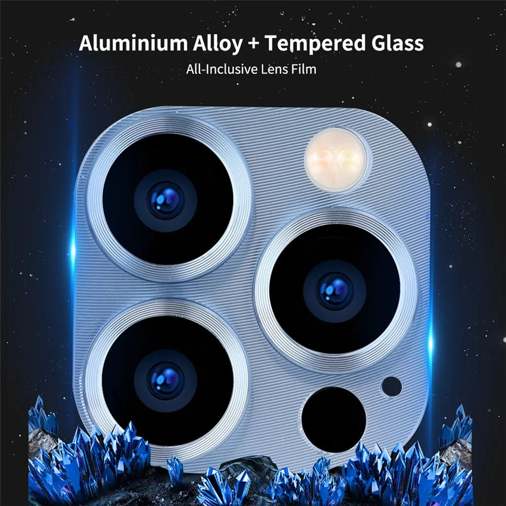 ENKAY HAT PRINCE Camera Lens Protector for iPhone 13 Pro / 13 Pro Max, High Transparency Aluminium Alloy + Tempered Glass Camera Cover Screen Protector - Blue - 2