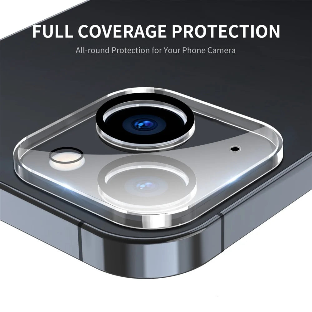 ENKAY HAT PRINCE Camera Lens Film for iPhone 14 6.1 inch / 14 Plus 6.7 inch, Full Cover Clear Tempered Glass Film, Black Ring Version - 2