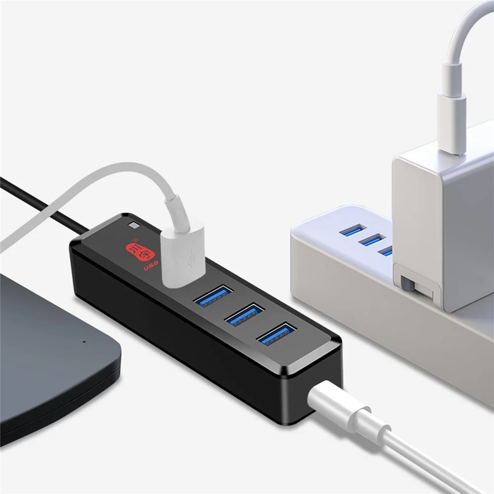 KAWAU H302-100CM Multi USB Port Expander with Micro-B Charging Port USB Splitter 4-port USB 3.0 Hub with 100cm Cable, Support Fast Data Transfer - 6