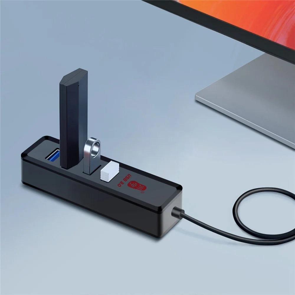 KAWAU H302-100CM Multi USB Port Expander with Micro-B Charging Port USB Splitter 4-port USB 3.0 Hub with 100cm Cable, Support Fast Data Transfer - 7