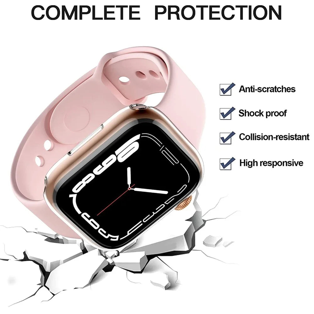 For Apple Watch Series 9 / 8 / 7 41mm Overall Protective Case Transparent HD Sensitive Touch TPU Cover Watch Case - 3