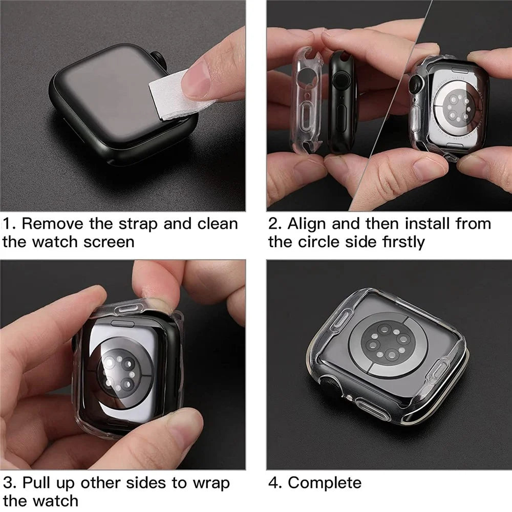 For Apple Watch SE3 / SE2 / SE1 /  6 / 5 / 4 44mm Transparent Watch Case Quick Release TPU Cover Shockproof Smart Watch Protective Case - 7