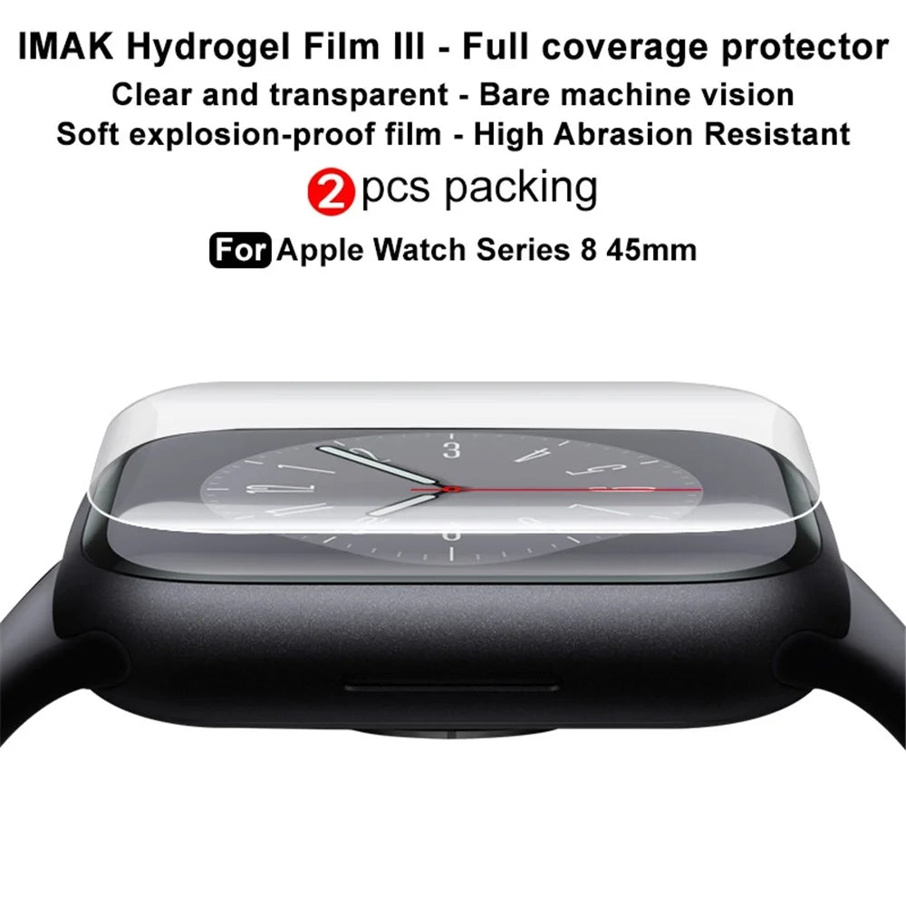 IMAK 2Pcs / Set for Apple Watch Series 9 / 8 / 7 45mm Hydrogel Film III Curved Surface Transparent TPU Film Anti-scratch Screen Protector - 6