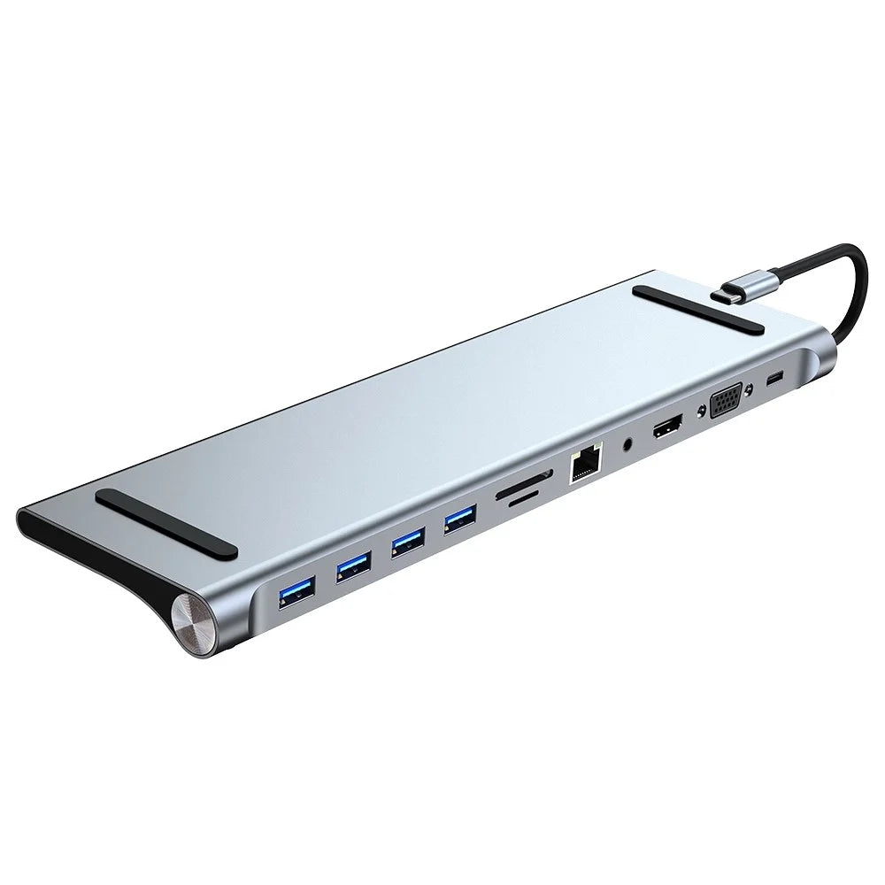 2003 11-in-1 Type-C Docking Station Portable USB Hub Adapter Multi-Port USB-C Converter Support 4K / 30Hz, PD 100W Fast Charging for Laptops - 2
