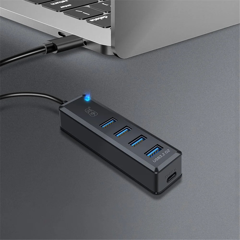 KAWAU H302pro 30cm USB-C Docking Station 10Gbps High-Speed 4 USB3.2 G2 Hub Adapter with Type-C Charging Port - 5