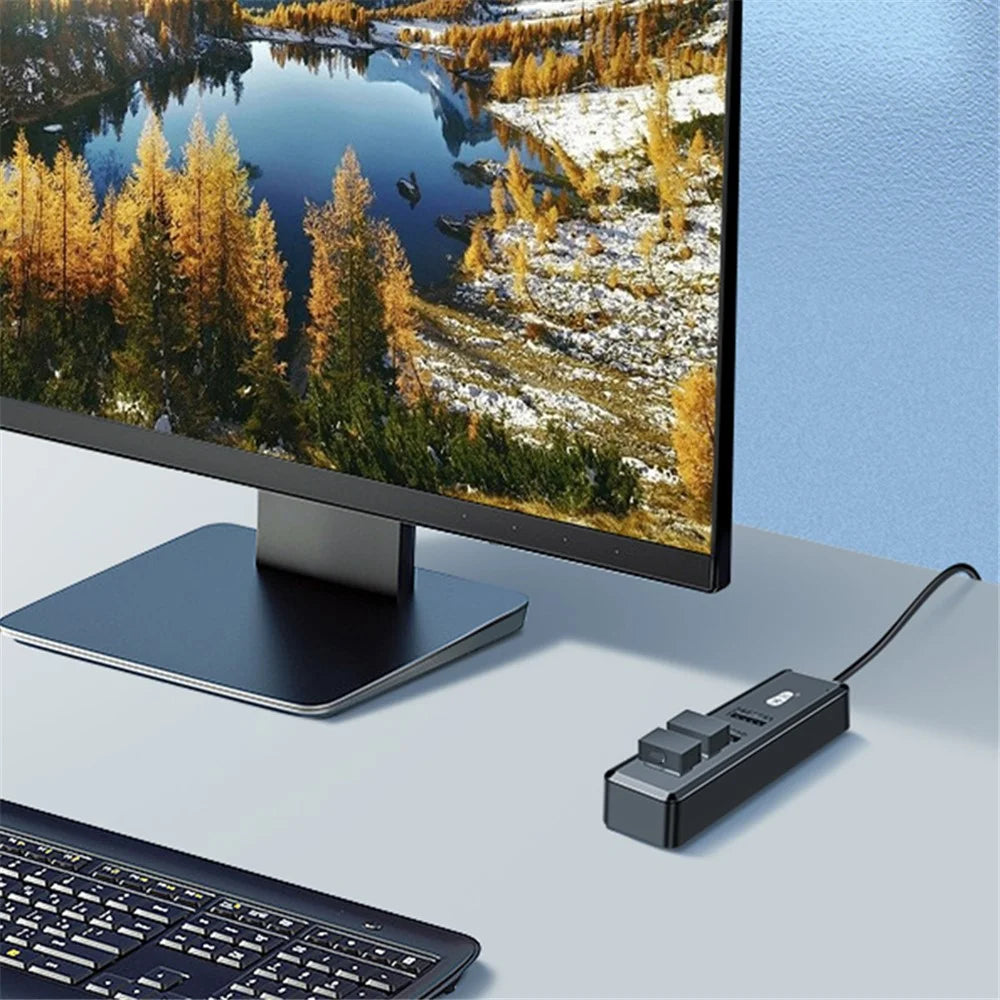 KAWAU H223 120cm Cable USB to 4xUSB 2.0 Hub Adapter Expansion Dock Station Converter for Laptop - 4