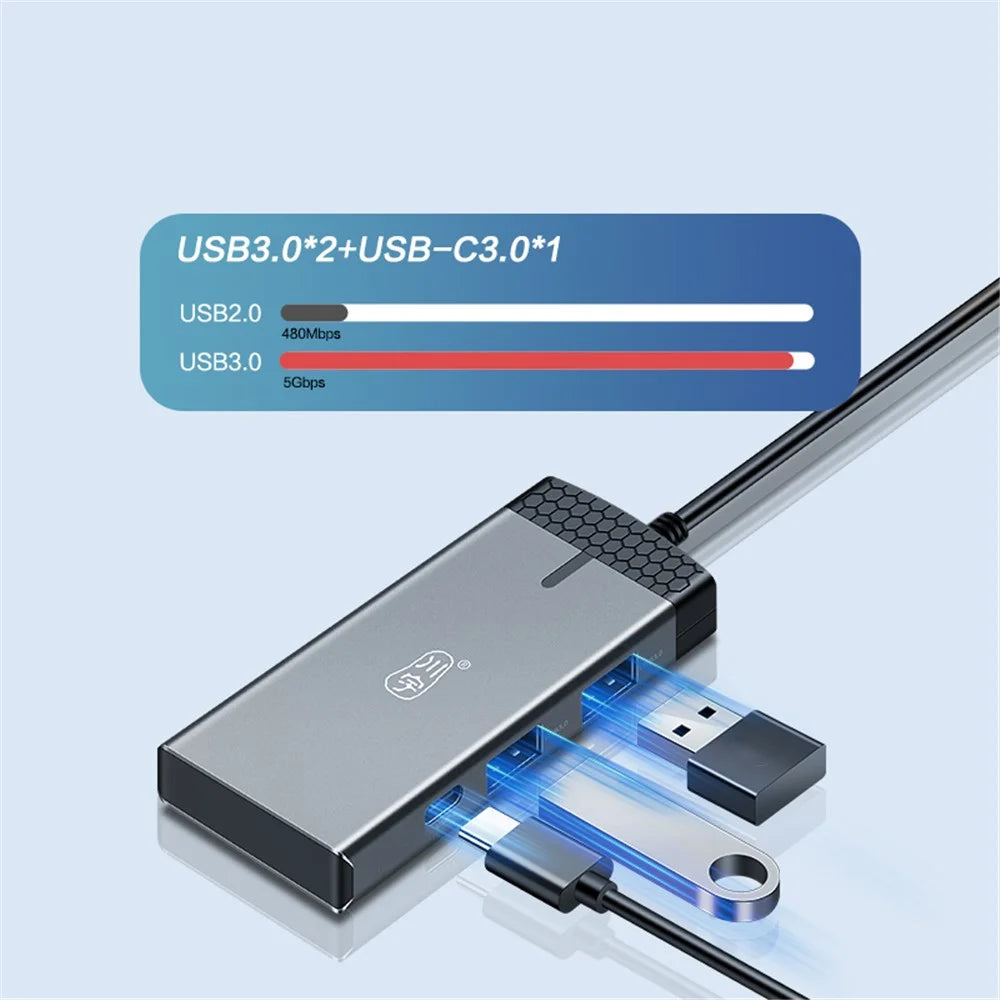 KAWAU H352 15cm Type-C Hub Adapter USB-C Docking Station with HD+2 USB3.0+Type-C+PD3.0+SD / TF Ports - 3