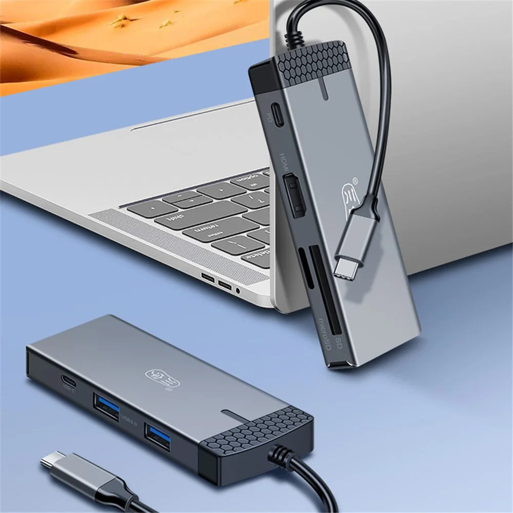 KAWAU H352 15cm Type-C Hub Adapter USB-C Docking Station with HD+2 USB3.0+Type-C+PD3.0+SD / TF Ports - 5