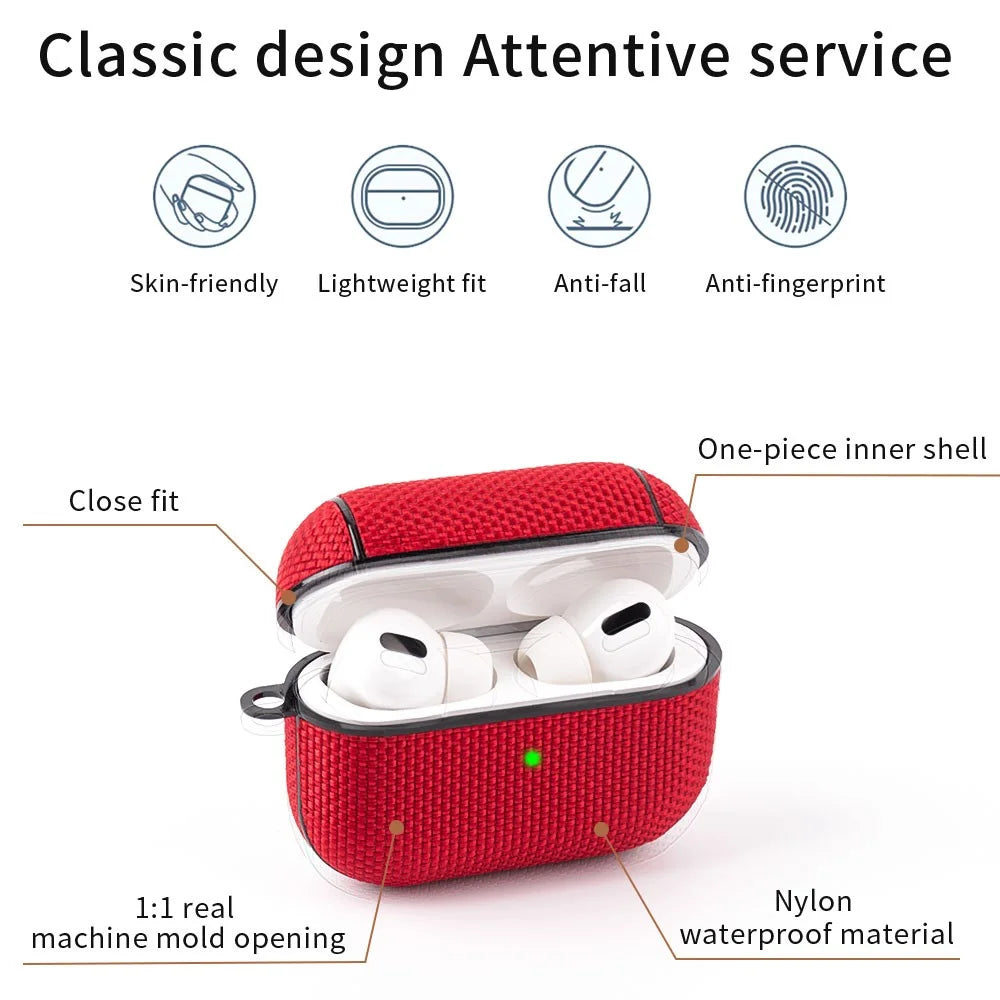 PC + Cloth Bluetooth-compatible Earphone Protection Case Cover with Buckle for AirPods Pro - Black - 2