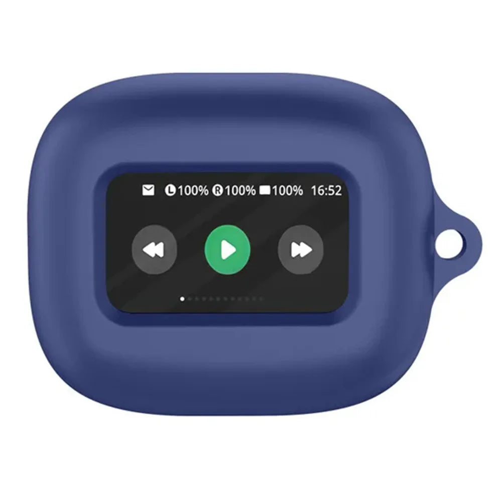 For JBL Live Beam 3 Silicone Cover Bluetooth-compatible Earphone Protective Sleeve with Anti-Lost Buckle - Dark Blue - 1