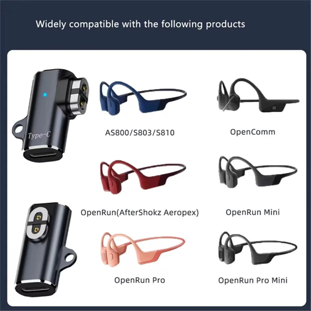 Magnetic Type-C Female Adapter Charge for Shokz Bone Conduction Earphone (Side Elbow) - 6