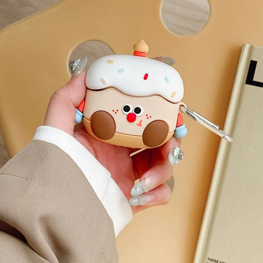 For Apple AirPods with Charging Case (2019) (2016) / AirPods with Wireless Charging Case (2019) Cartoon Cake Silicone Case with Buckle - 1