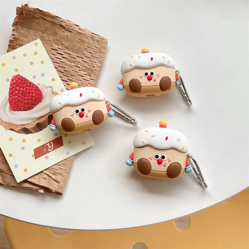 For Apple AirPods with Charging Case (2019) (2016) / AirPods with Wireless Charging Case (2019) Cartoon Cake Silicone Case with Buckle - 6