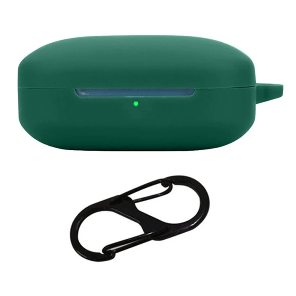 For Oppo Enco X3i Earphone Case Earbud Silicone Protective Cover with Hanging Buckle - Blackish Green - 1