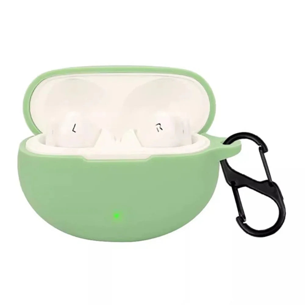 For OnePlus Nord Buds 3 Pro Case Soft Silicone Shockproof Earphone Sleeve Cover with Buckle - Matcha Green - 2