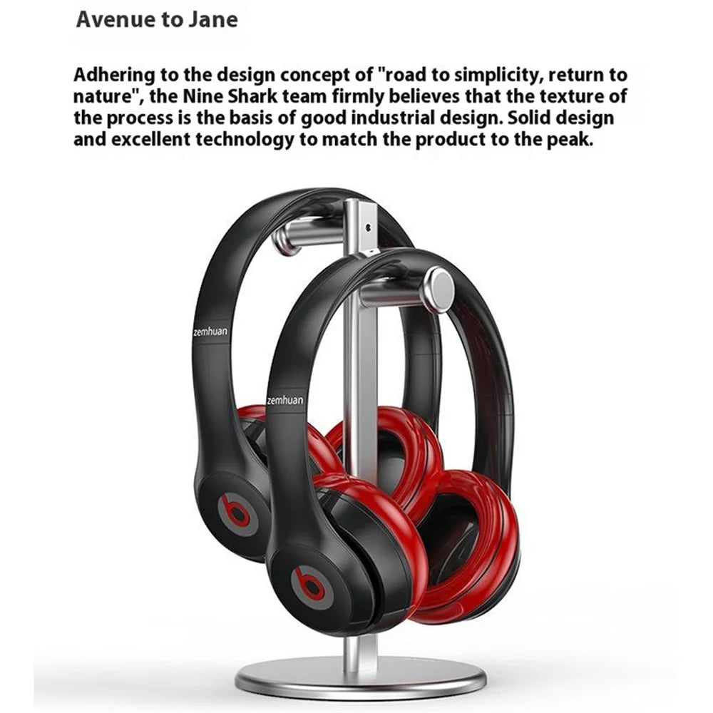 JIUSHARK JSR-3 Headphone Desktop Stand Simple Aluminum Alloy Dual Gaming Headset Holder Rack - Black - 2