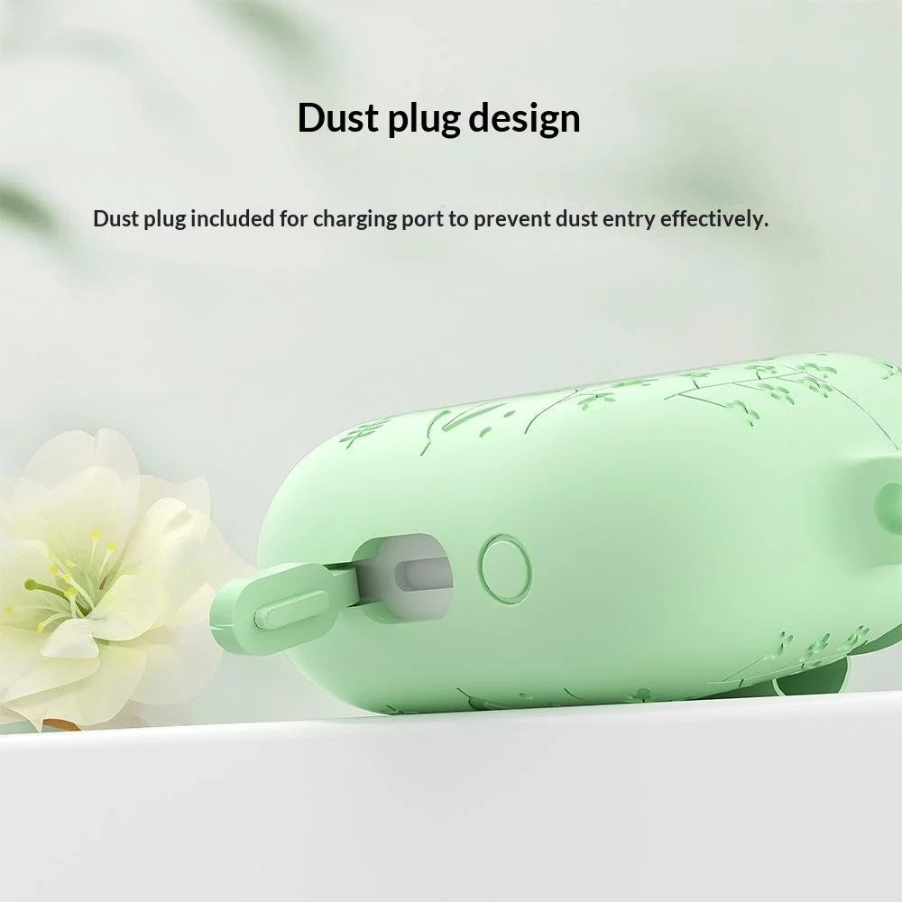 For Samsung Galaxy Buds3 Pro / Buds3 Bluetooth-compatible Earphones Flower Pattern Liquid Silicone Case with Hanging Buckle - Light Purple - 6