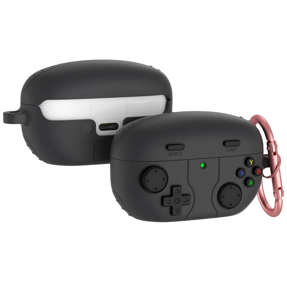 For Sony WF-1000XM5 Game Console Design Bluetooth-compatible Earphone Cover Liquid Silicone Anti-Drop Case - Dark Grey - 1