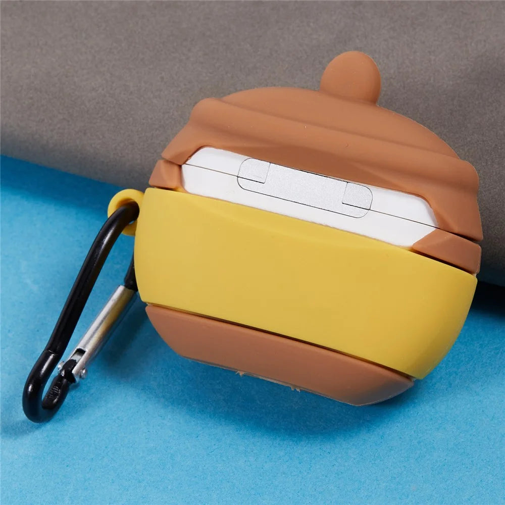 For Apple AirPods 3 Bluetooth-compatible Earphones Silicone Cover Honey Pot Protective Case with Carabiner - 4