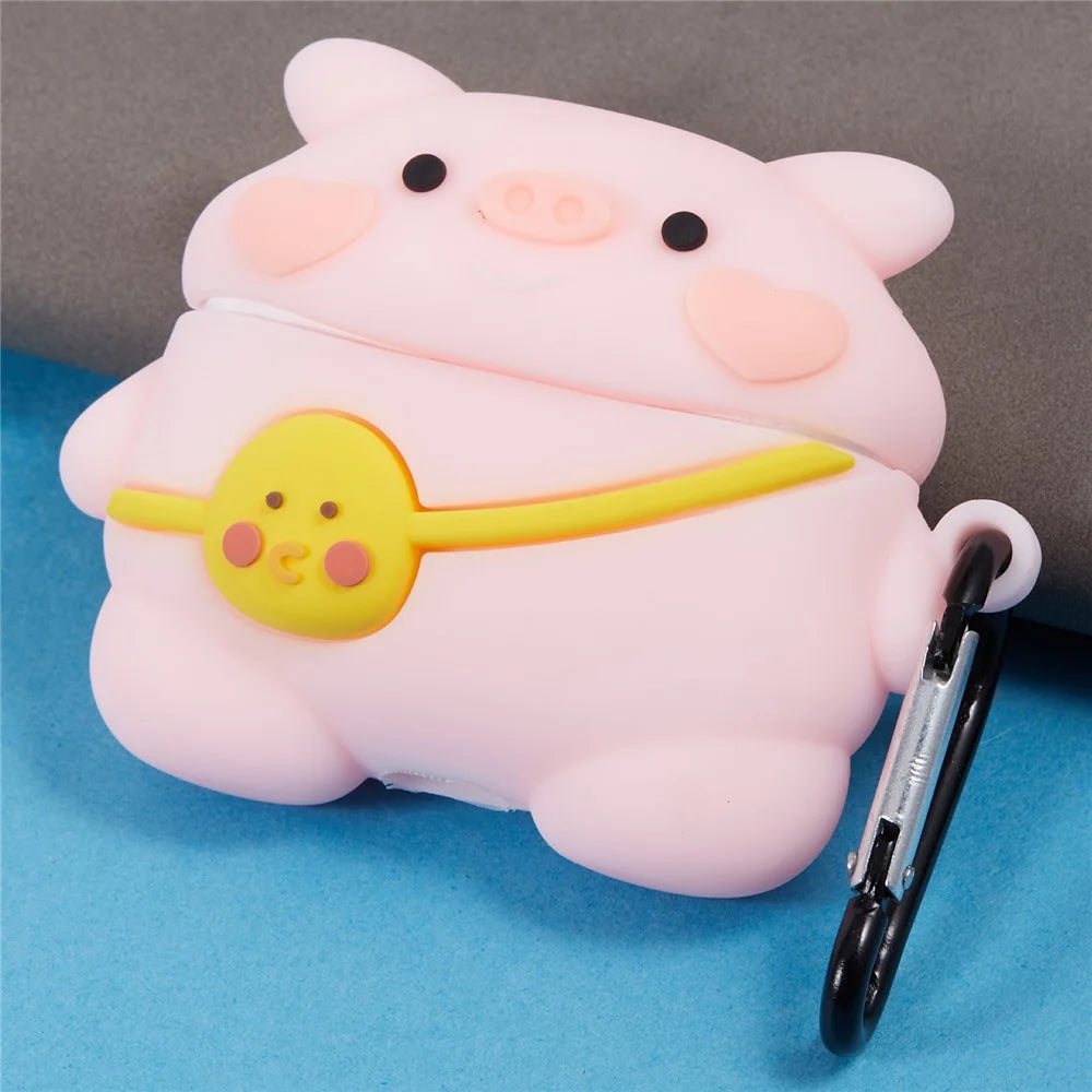 For Apple AirPods Pro Silicone Cover Lovely Cartoon Pig Bluetooth-compatible Earphones Protective Case - 3