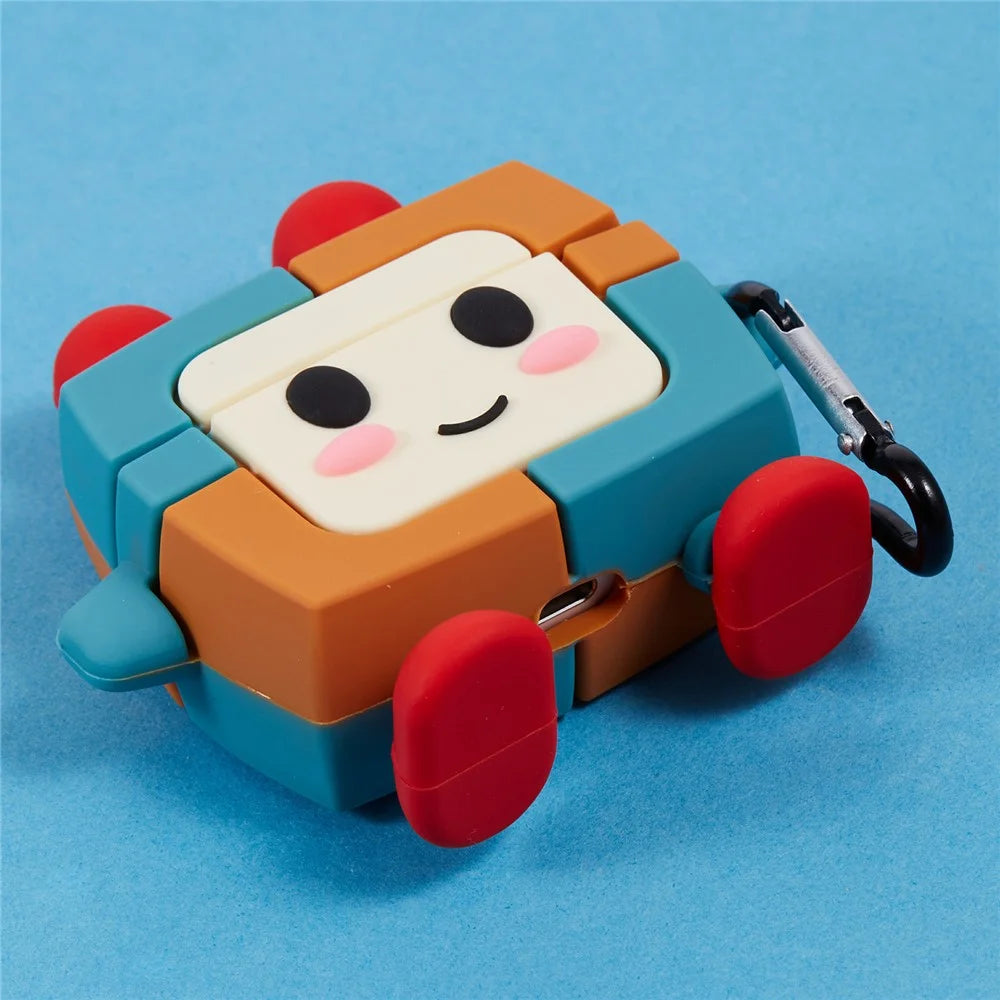 For Apple AirPods Pro Bluetooth-compatible Earphones Silicone Cover Colorful Robot Protective Case with Carabiner - 6