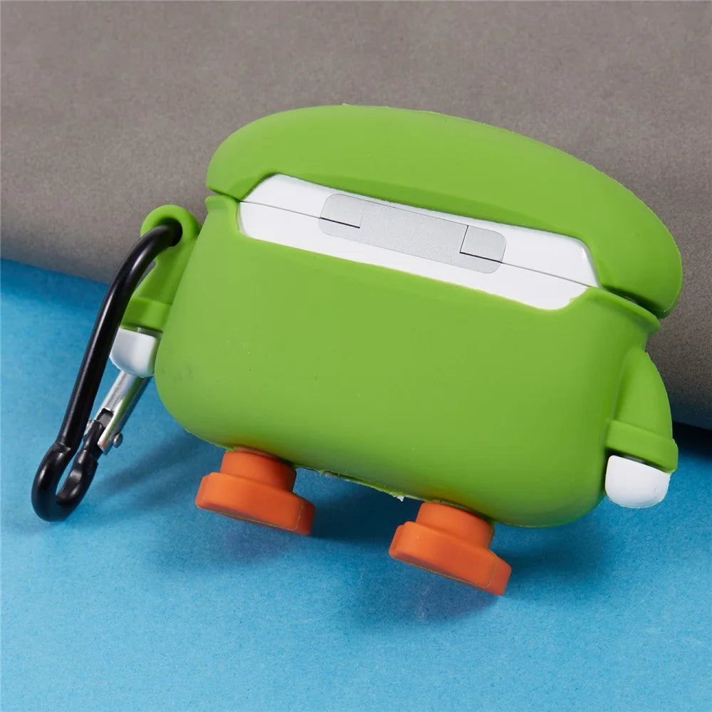 Silicone Cover for Apple AirPods Pro Raincoat Duck Bluetooth-compatible Earphones Protective Case with Carabiner - 4