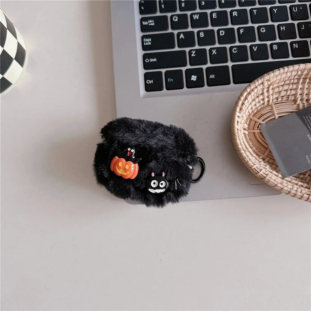 For Apple AirPods Pro 2 / AirPods Pro Case Halloween Pumpkin Bat Fluffy TPU Cover with Ring Buckle - 2