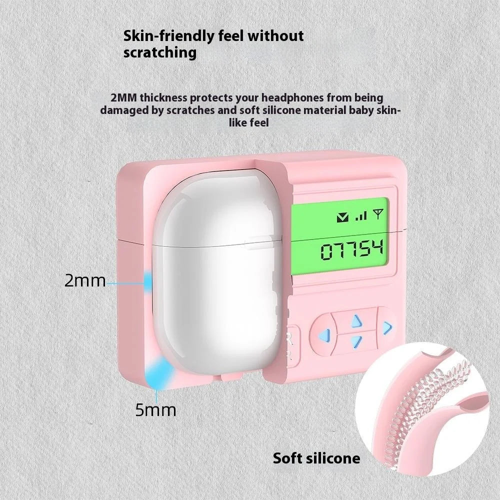 For Apple AirPods Pro 2 / AirPods Pro Case Retro Pager Design Silicone Earbuds Protective Cover - Light Pink - 6