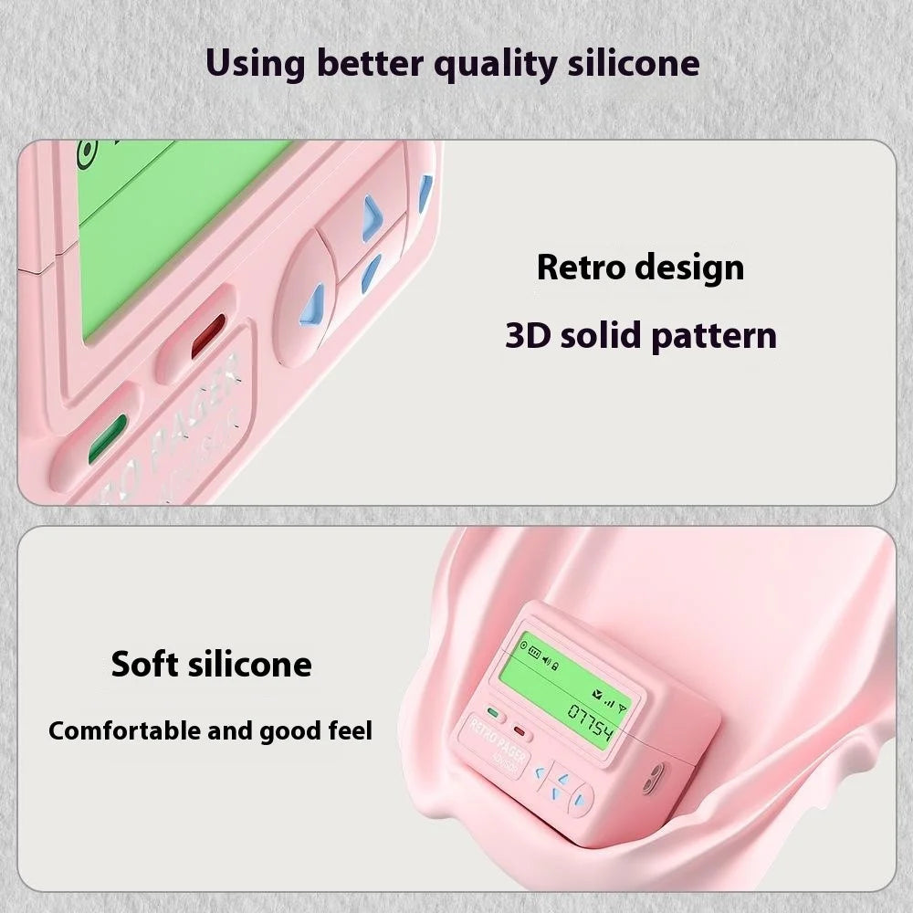 For Apple AirPods Pro 2 / AirPods Pro Case Retro Pager Design Silicone Earbuds Protective Cover - Light Pink - 7