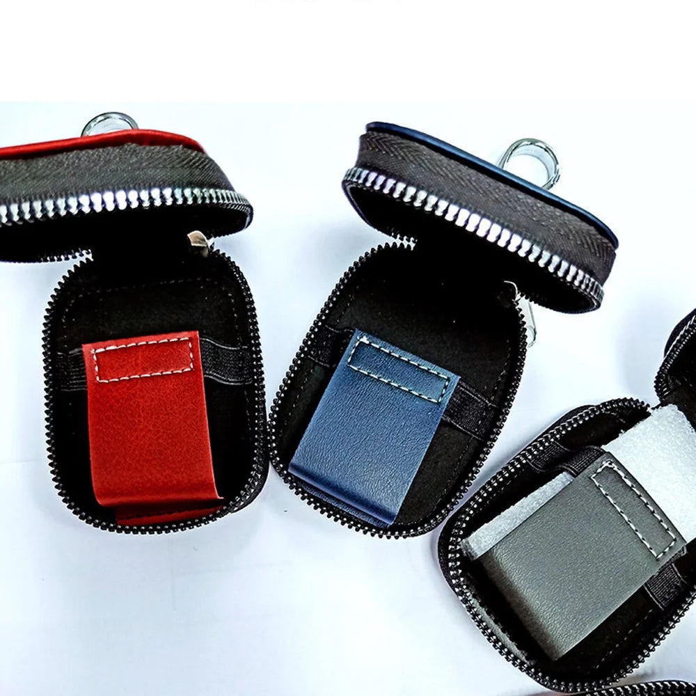 For Apple Series Earbud Storage Case Vertica PU Leather Skin-touch Earphones Carrying Bag, Size: S - Red - 3