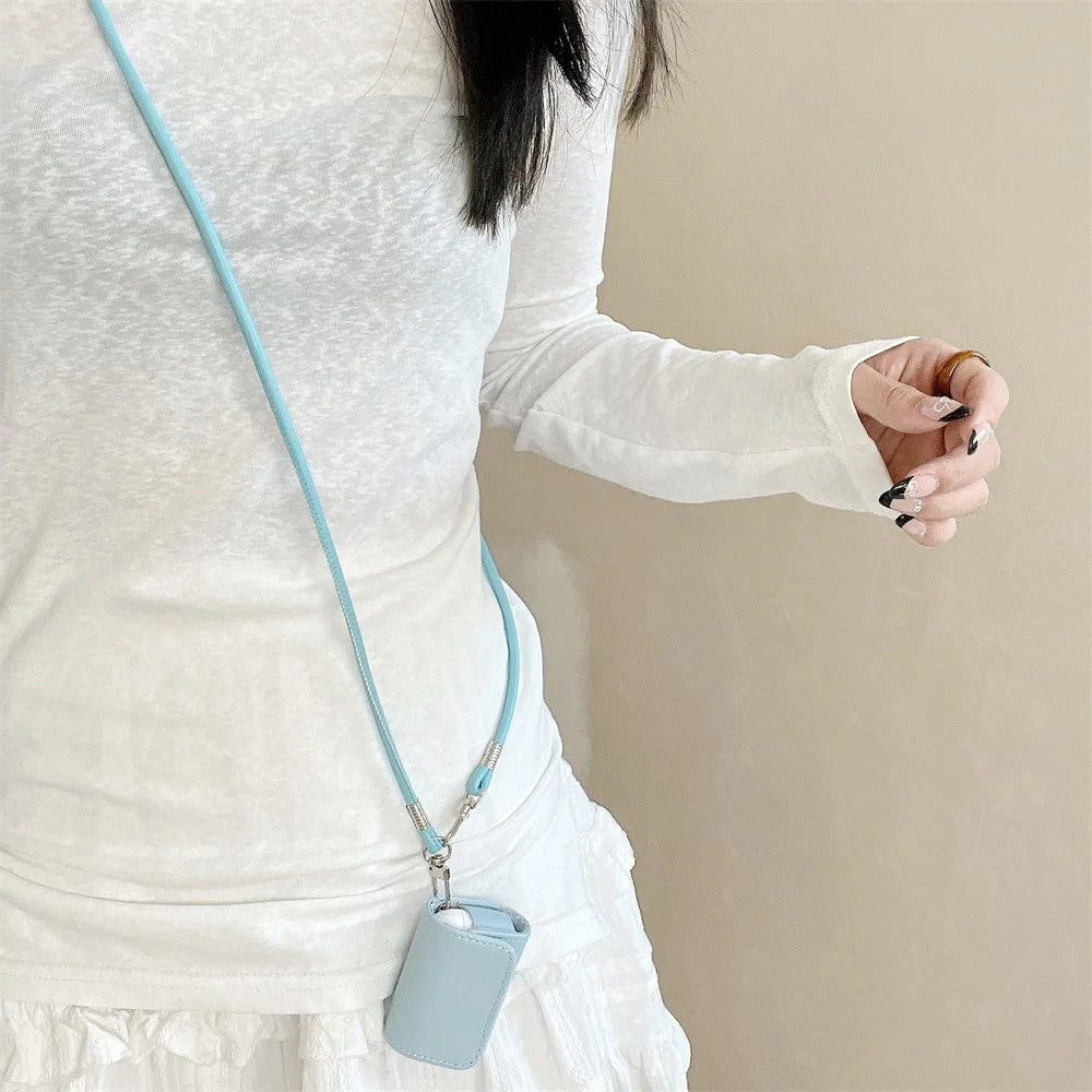 For Apple AirPods Pro 2 / AirPods Pro Charging Case Cover Simple Style Bluetooth-compatible Earbuds Case with Shoulder / Wrist Strap - Sky Blue - 2