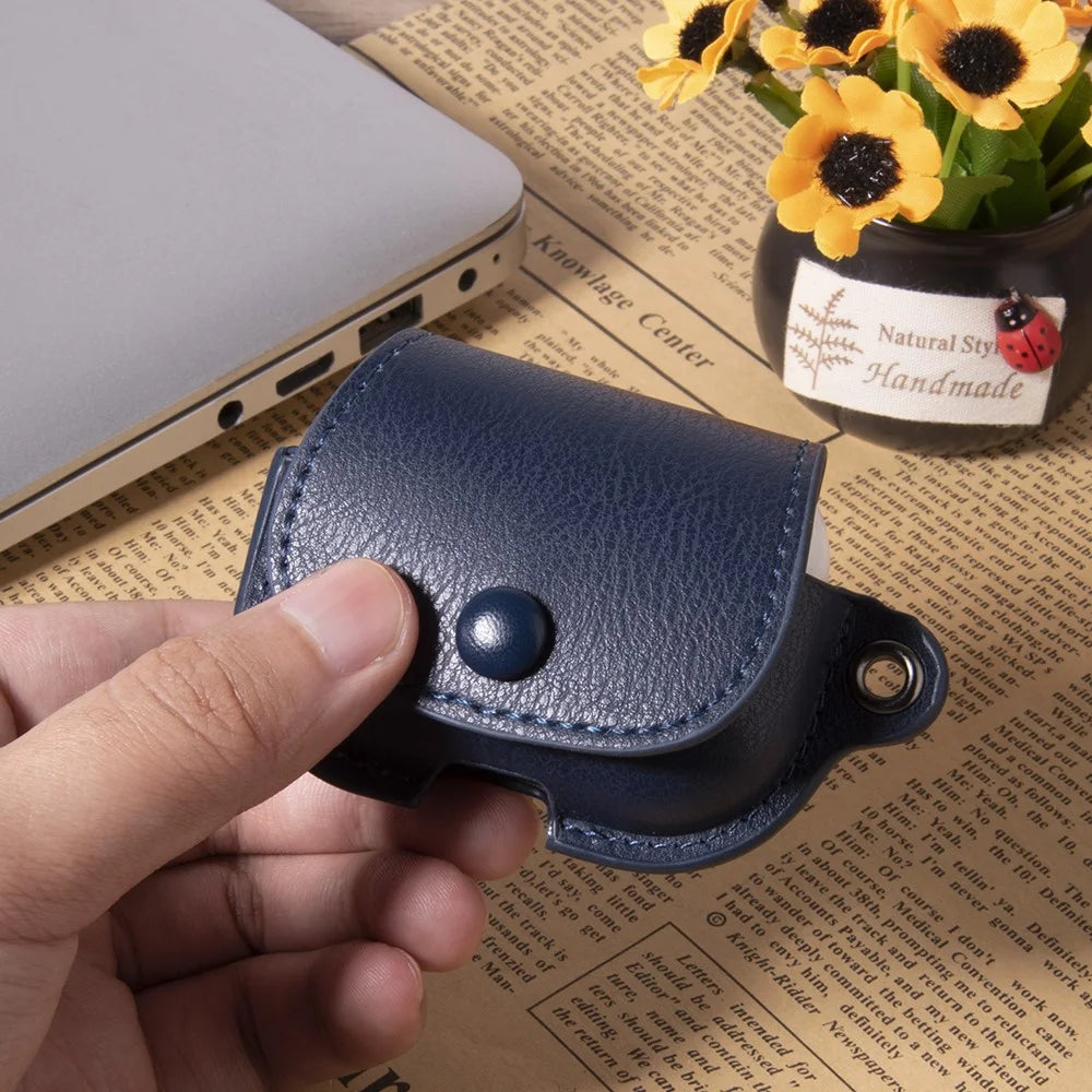 For AirPods 4 Charging Case Cover Backpack Style Leather+PC Earbuds Protective Case - Blue - 2