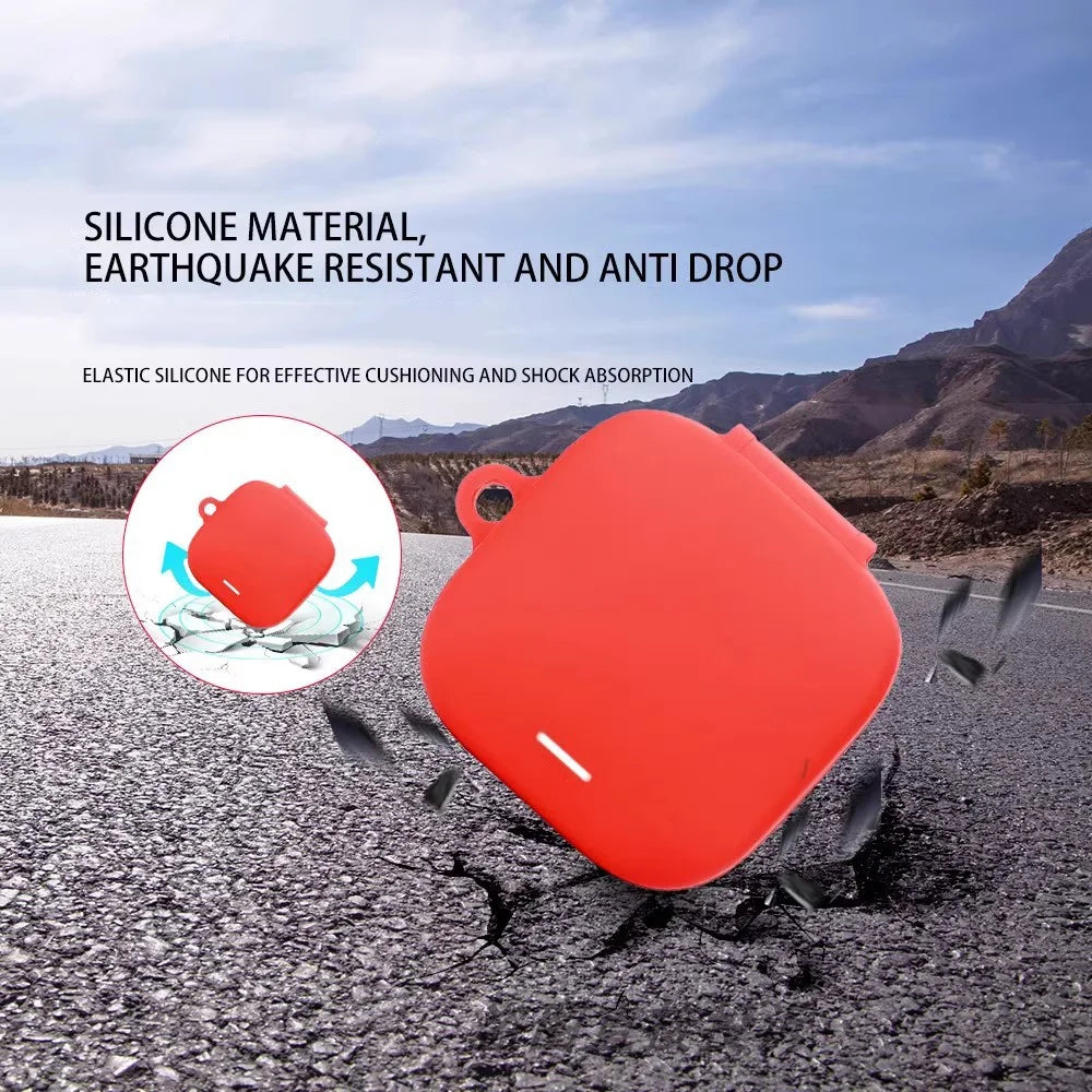 For Xiaomi Air 4 SE Earphone Case Bluetooth-compatible Earbud Silicone Cover with Anti-Lost Buckle - Red - 2