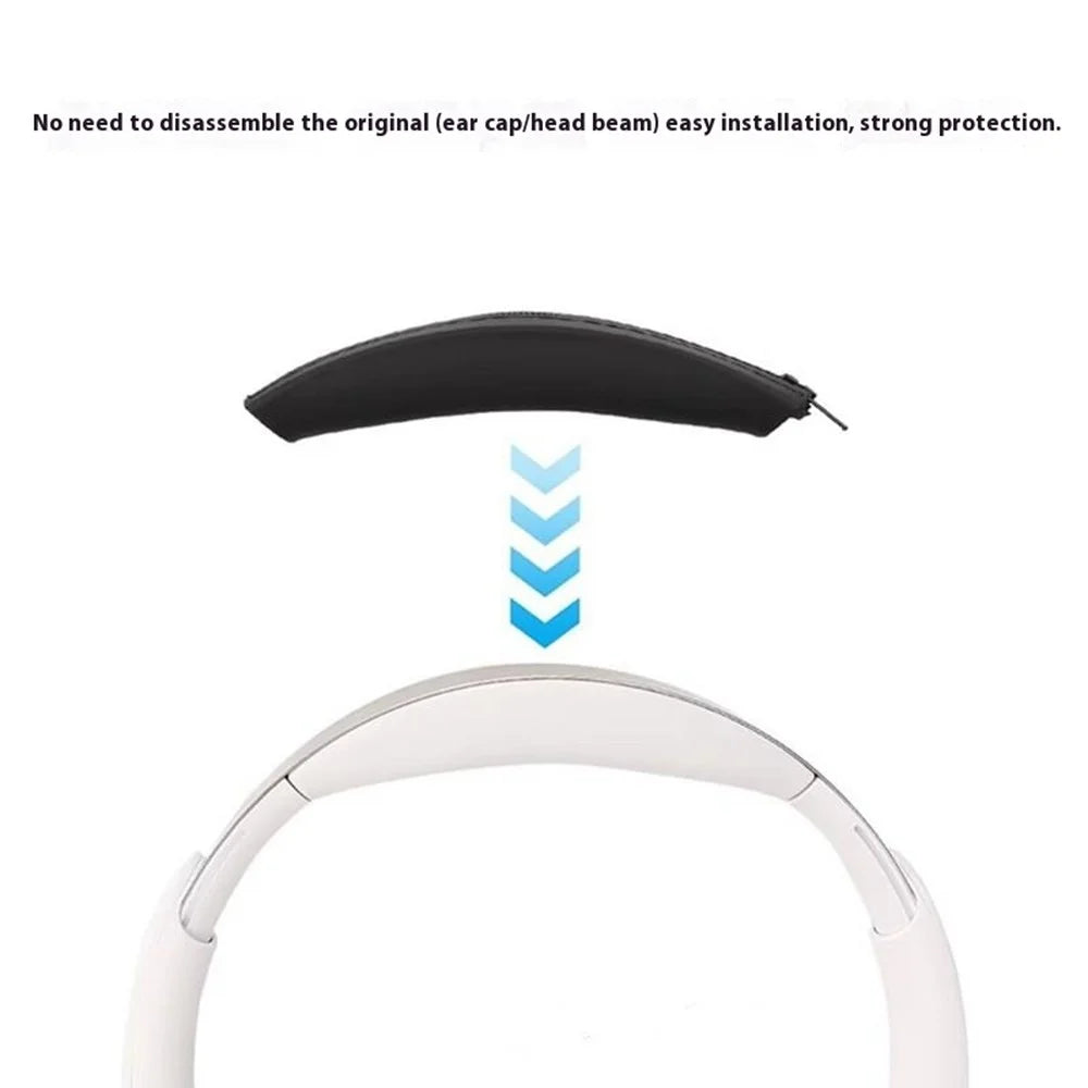For Anker Soundcore Space Q45 Silicone Head Beam Cover Zipper Headband Protective Sleeve - Black - 2
