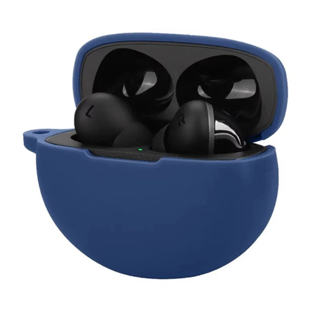 For Oppo Enco X3 Charging Case Cover Bluetooth-compatible Earbuds Soft Silicone Cover with Anti Lost Buckle - Dark Blue - 2