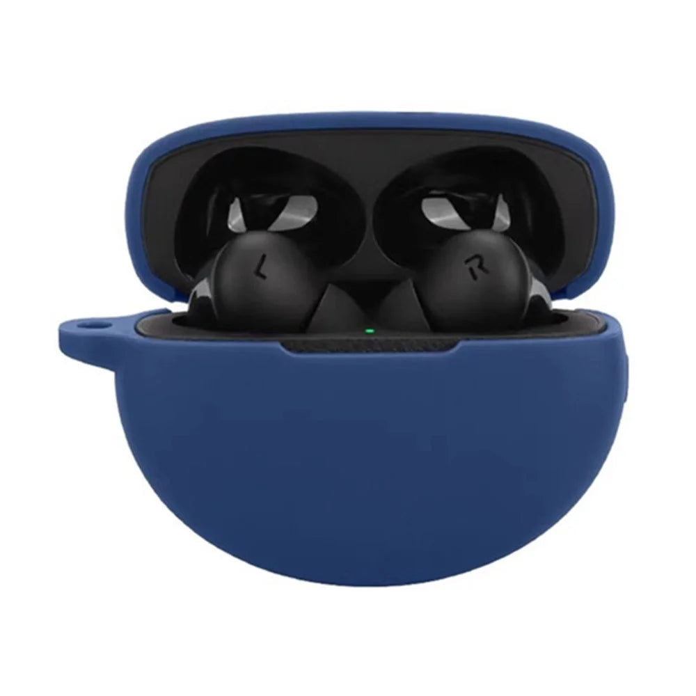 For Oppo Enco X3 Charging Case Cover Bluetooth-compatible Earbuds Soft Silicone Cover with Anti Lost Buckle - Dark Blue - 3