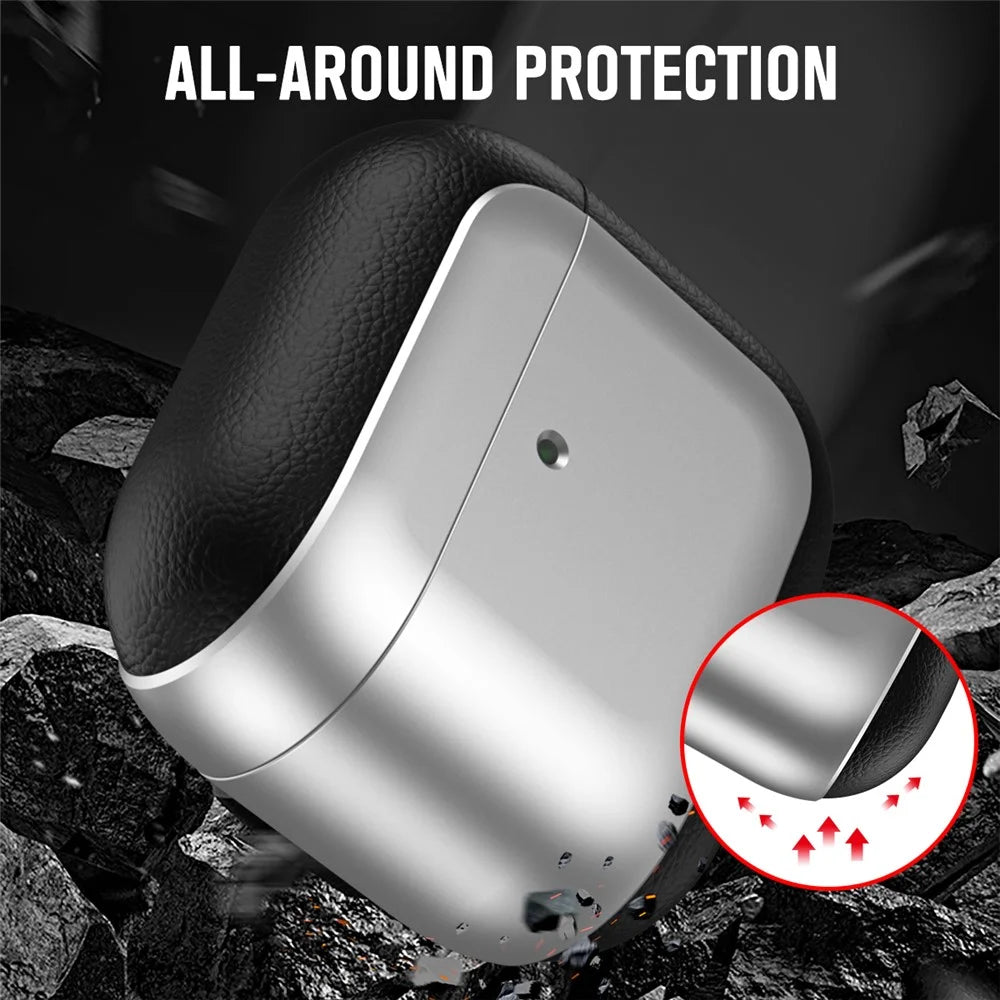 For AirPods 4 with ANC TPU Case Electroplating Litchi Texture Fall Prevention Earphone Cover with Lanyard - Titanium Grey - 5