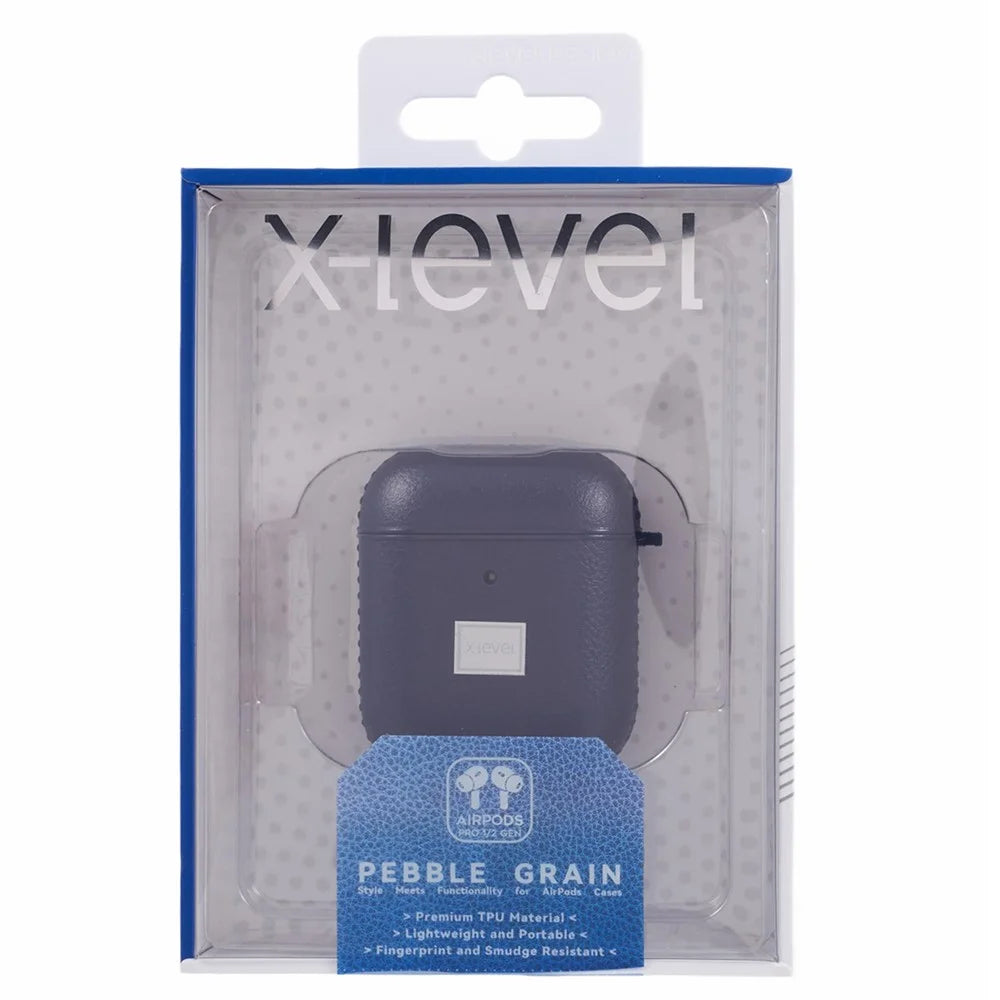 X-LEVEL For AirPods Pro 2 / AirPods Pro Earphone Case Litchi Texture PU Leather TPU Cover with Carabiner - Blue - 7