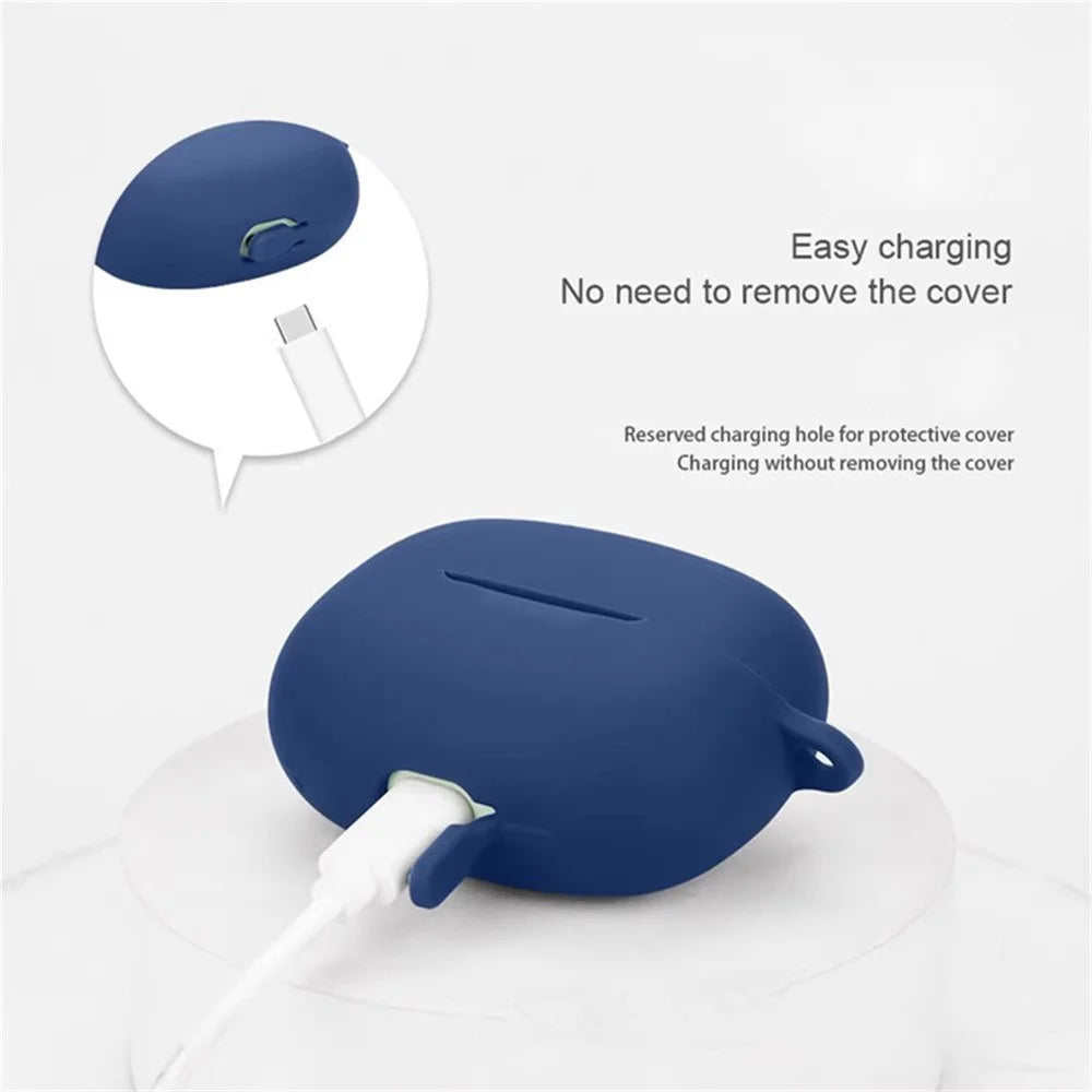 For Xiaomi Redmi Buds 6 Pro Case with Anti Lost Buckle Bluetooth-compatible Earbuds Silicone Protective Cover - White - 2