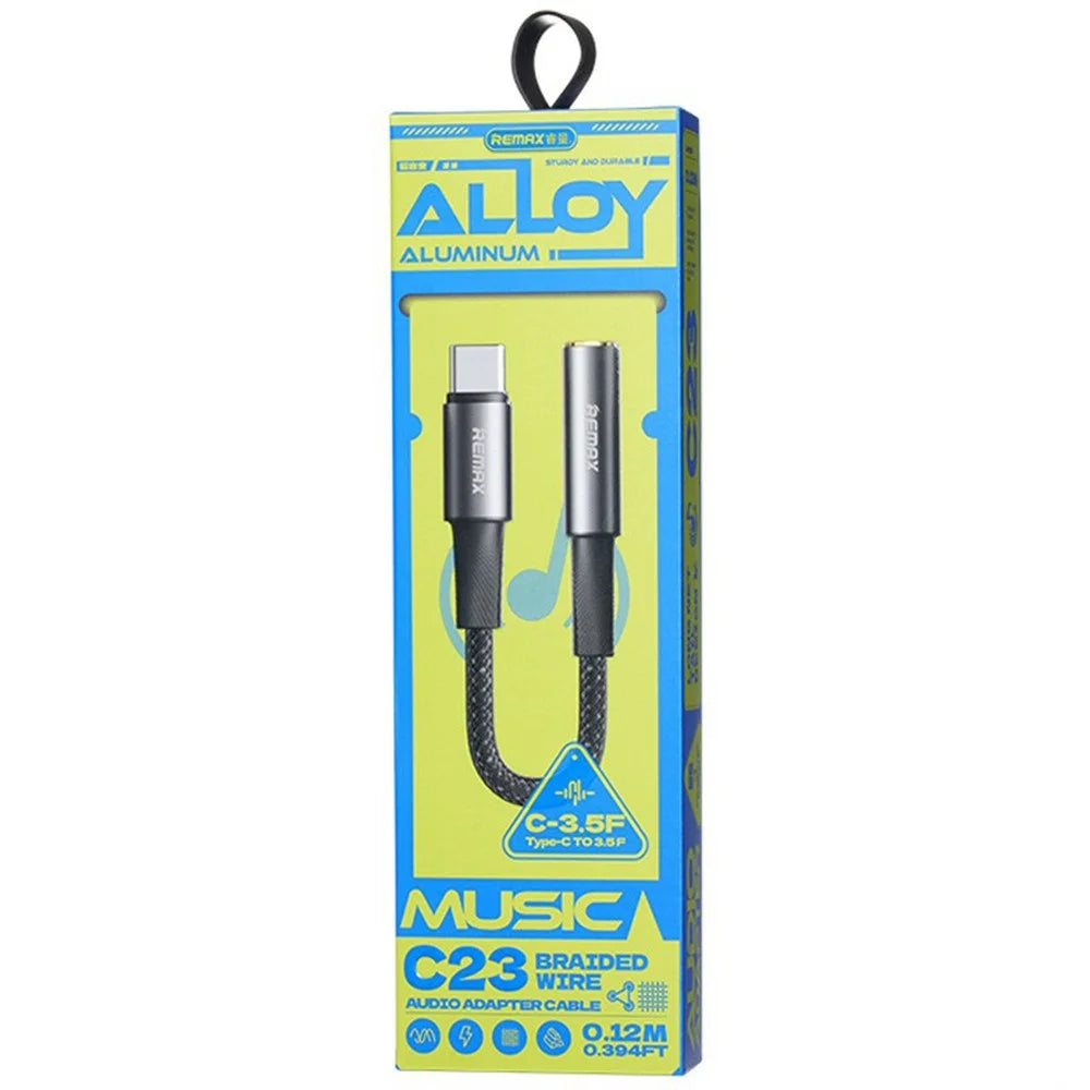 REMAX C23 Type-C to 3.5mm Audio Adapter Cable 0.12M Aluminum Alloy Braided Cord - 2