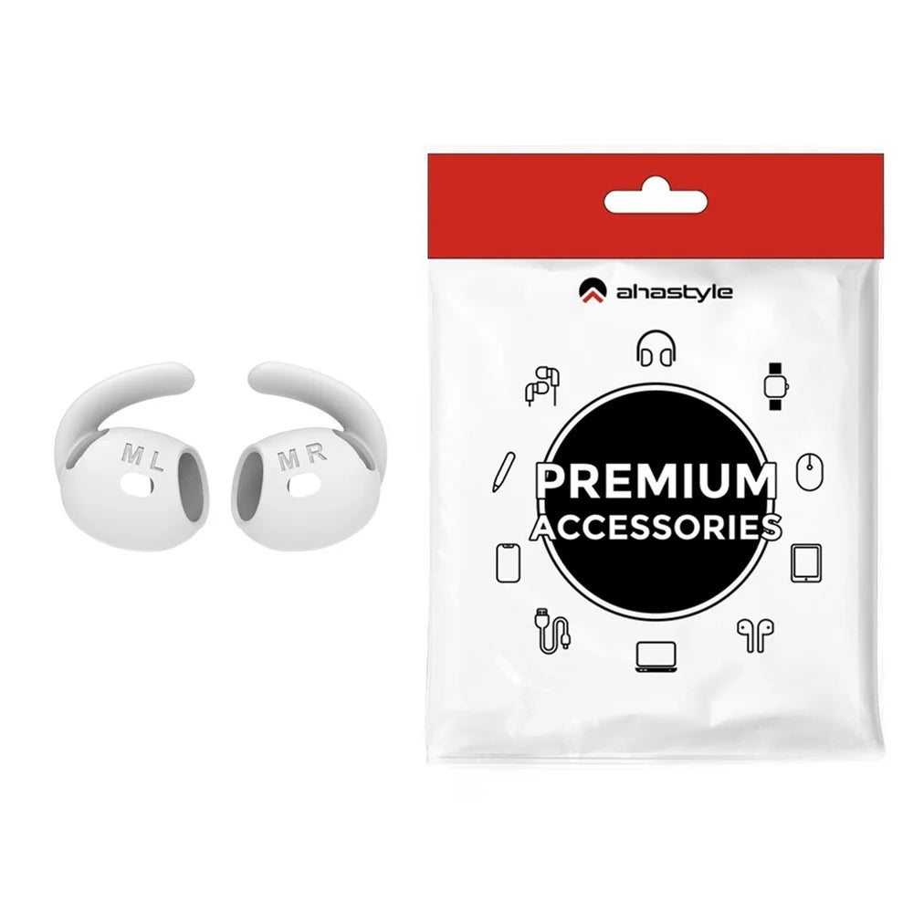 AHASTYLE PT60-4 1 Pair Ear Hooks for AirPods 4 Replacement Silicone Wings Sport Earhooks Ear Tips, Size: M - White - 1