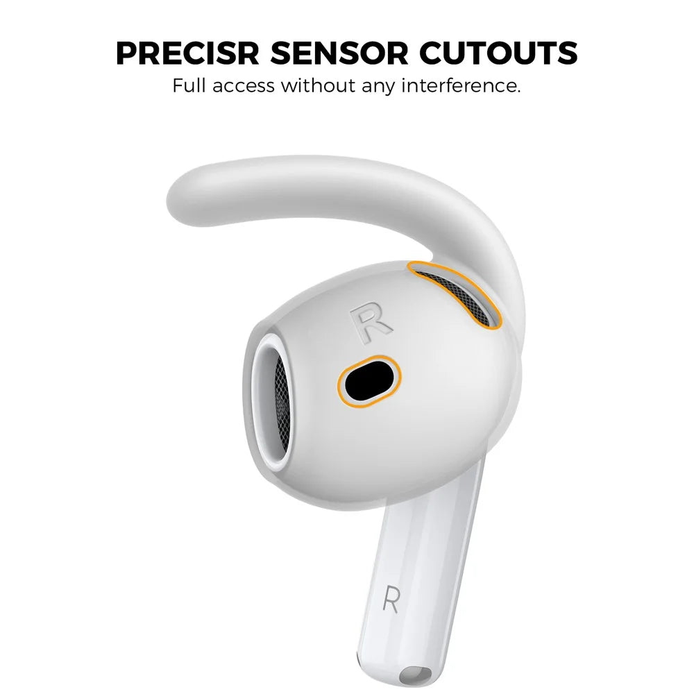 AHASTYLE PT60-4 3 Pair Ear Hooks for AirPods 4 Silicone Earbuds Tips Sport Ear Tips Replacement, Size: M - White - 4