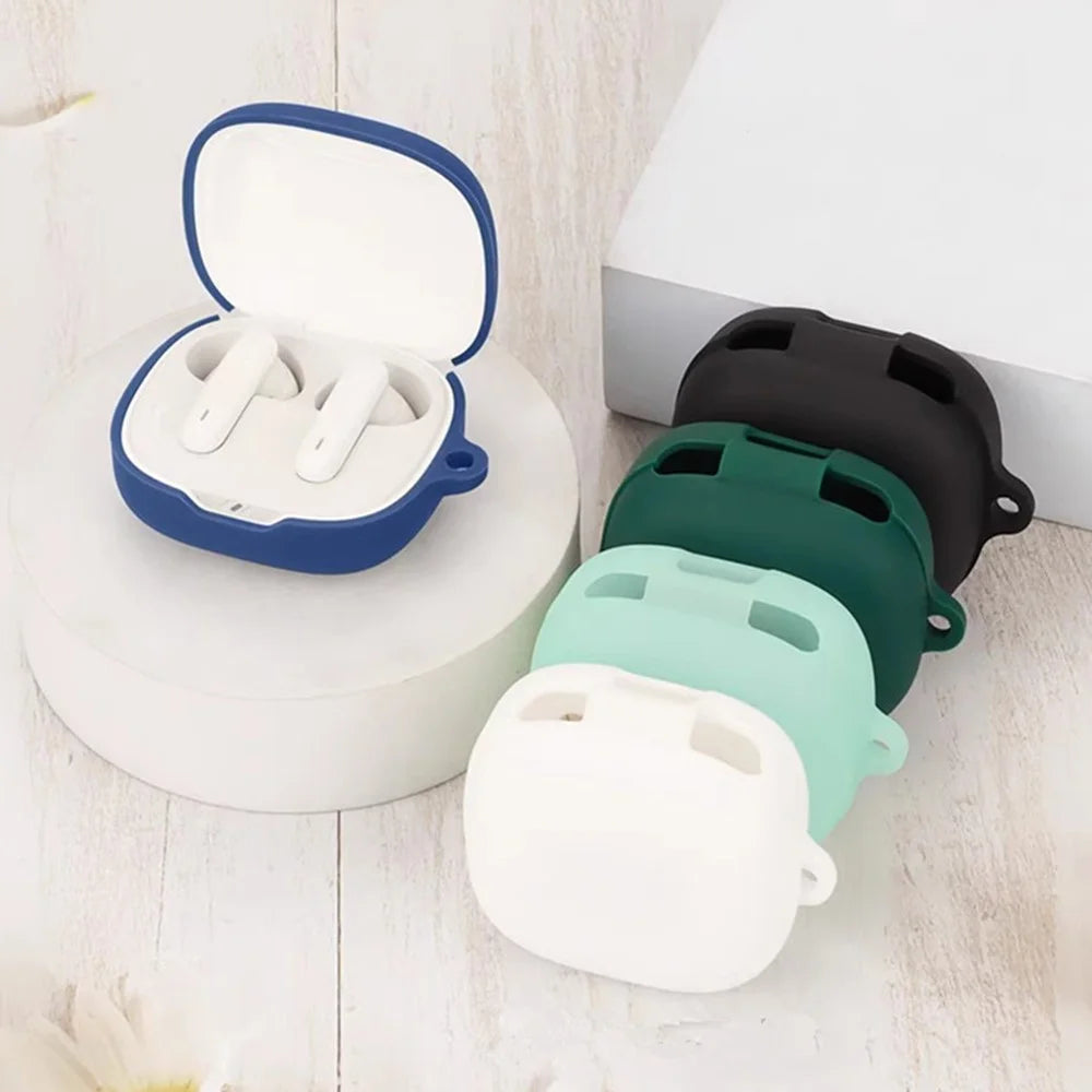 For JBL Wave Flex 2 Silicone Case Wireless Earbuds Protective Cover with Anti-Lost Carabiner - Dark Blue - 5